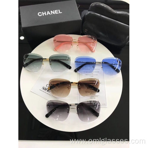 Oval Shape Rimless Sunglasses Fashion Accessories